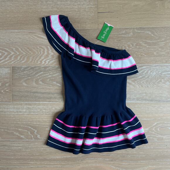 Lilly Pulitzer Mandarina Sweater Tank Top True Navy Cracked Up Stripe Small NWT - Picture 5 of 6